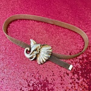 🐘VINTAGE Elephant Gold Tone Novelty Animal Mesh Adjustable Belt
